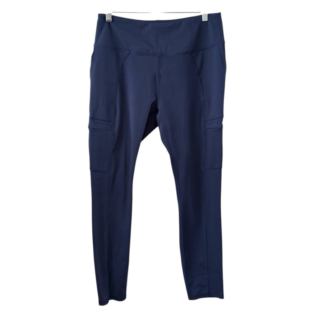 Move Theology XL Navy Blue High Rise Pocket Active Leggings Stretch Ankle Crop